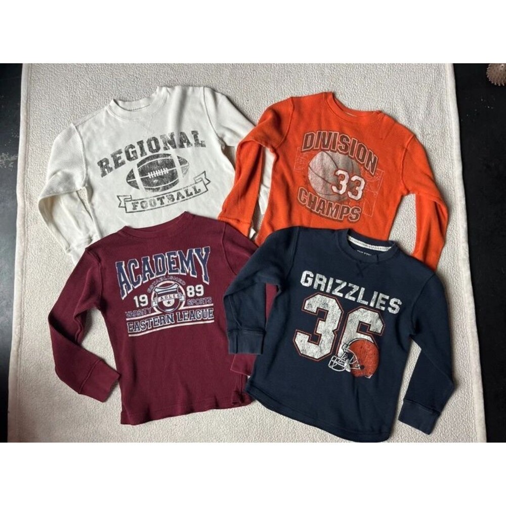 Lot Children’s Place Athletic Dep Waffle Knit Long Sleeve Shirts Boys Medium 7/8